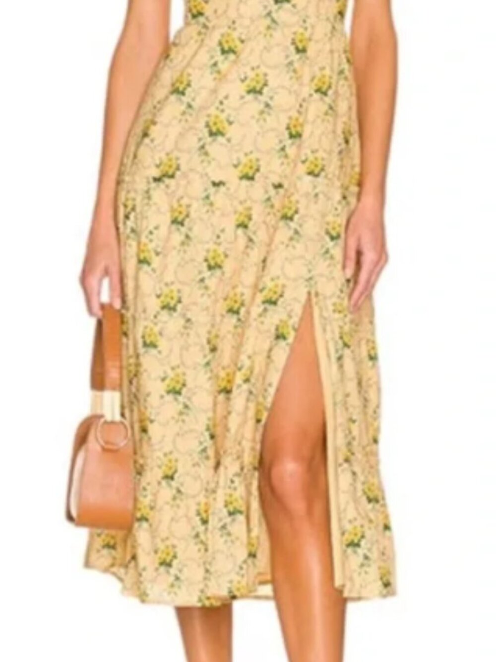 ✨ PAIGE "Tamika" Tie-Strap Floral Midi Dress in Butter Multi Size L✨ - Picture 7 of 7